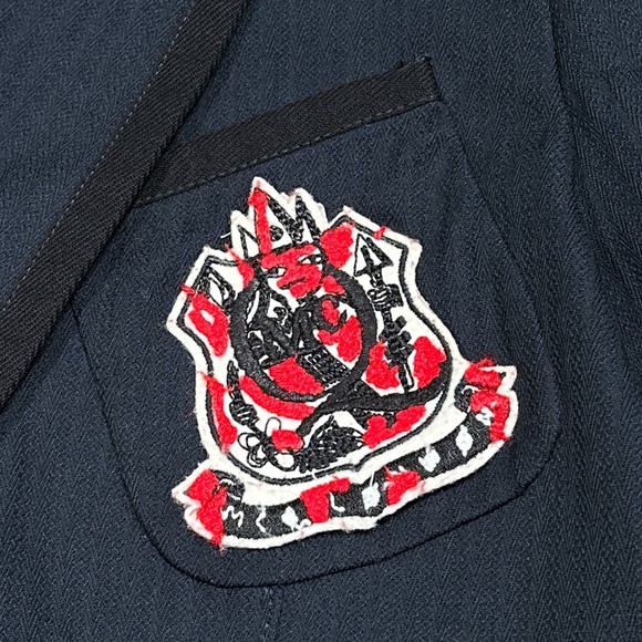 Alexander McQueen Wool Cotton Blue Striped Logo Patch Blazer Jacket Womens 40 - Picture 5 of 11